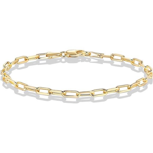 14K Gold Plated Paperclip Chain Adjustable Bracelet for Women Cute Gift - Picture 5 of 5